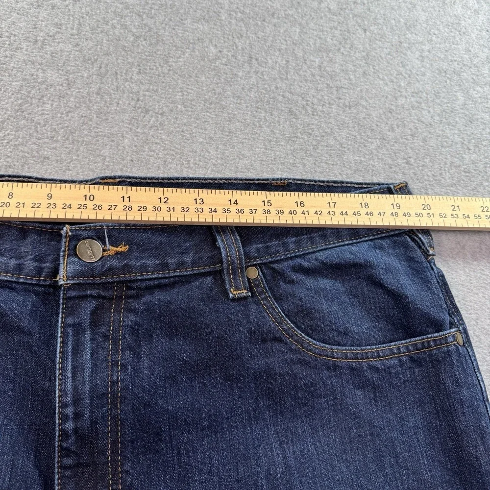 CARHARTT RELAXED FIT MENS DARK WASH BLUE DENIM JEANS SZ 38X34 BD5119-M EUC